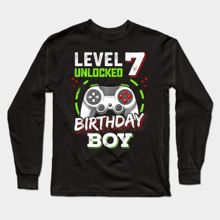 Level 7 Birthday Video Level Up Kids Long Sleeve T-Shirt